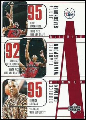 96UD 155 Jerry Stackhouse Clarence Weatherspoon Derrick Coleman BW.jpg